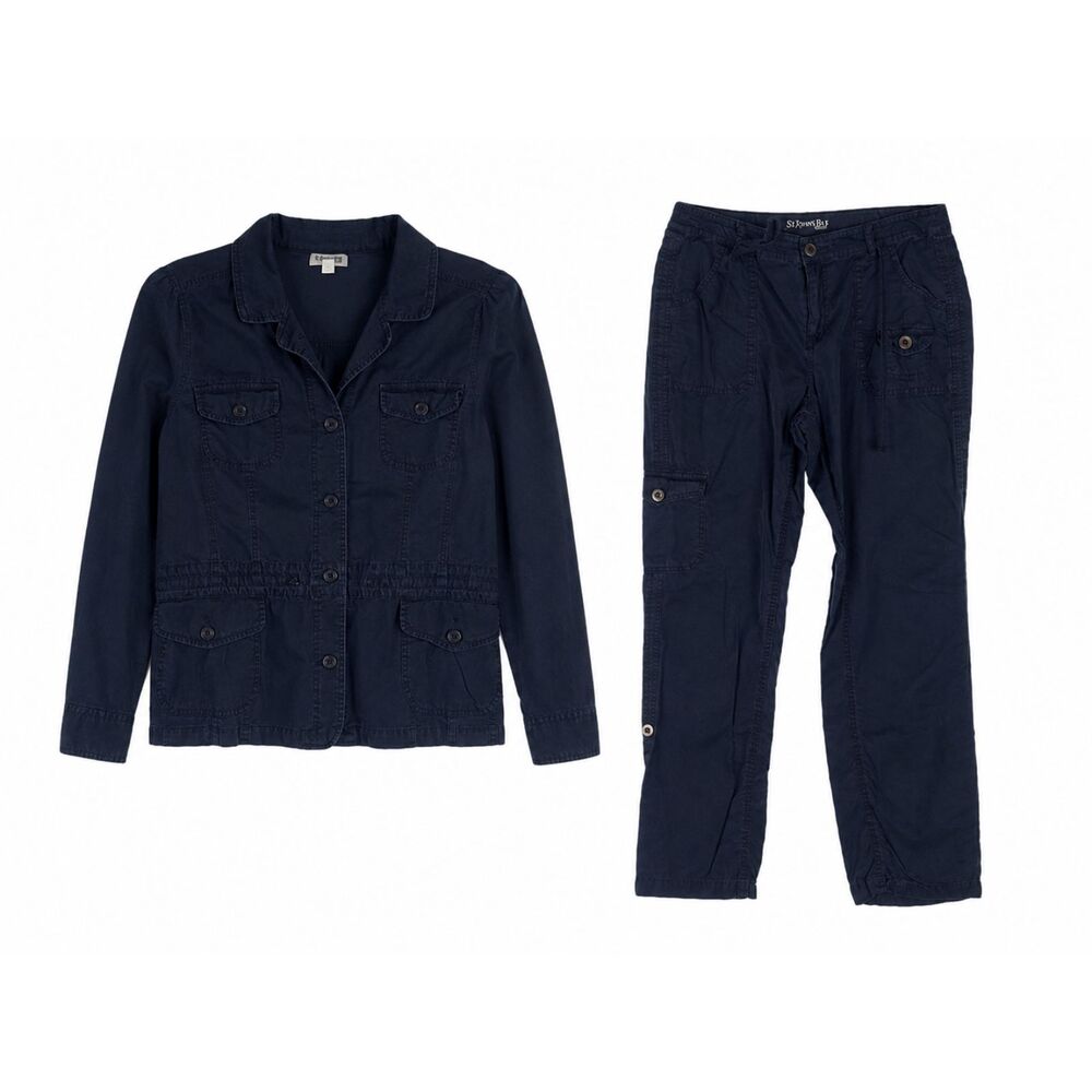 Women’s Navy Blue Utility Jacket XL & St. John’s Bay Cargo Pants Size 10 Set